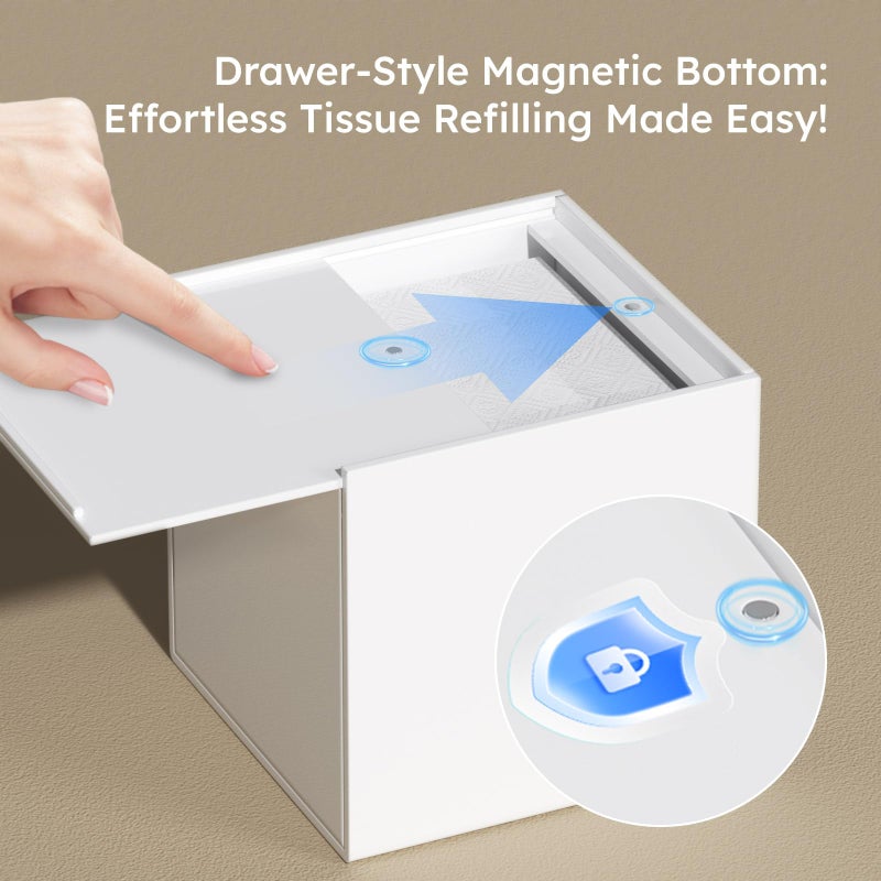 FEMELI Tissue Box Cover Square Acrylic Tissues Paper Holder for Bathroom Bedroom Office White - Image 2